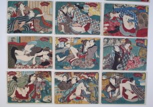 Утагава Кунисада - Тоёкуни III, 1786–1865 гг. Серия из 12-ти эротических гравюр – Сюнга