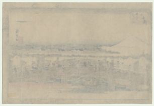 Андо (Утагава) Хиросигэ, 1797-1858 гг. "Мост в Нихонбаси" из серии гравюр "Знаменитые мосты Эдо" (Edo Meisho Hashi Zukushi)