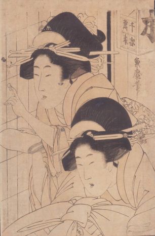 Китагава Цукимаро; работал в гравюре 1794 – 1830 годы. Гравюра бедзин-га (bejin-ga)