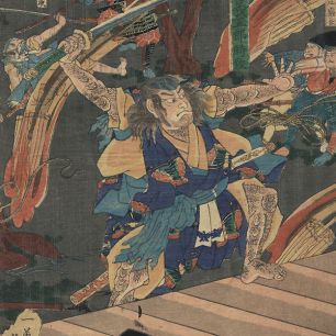 Утагава Ёсиику, 1833-1904 гг. "Нападение Сога Горо на Сукэцунэ"